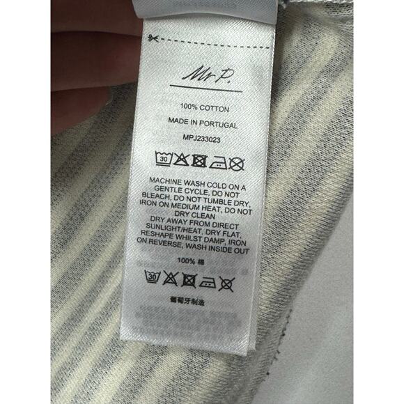 Mr. P Men's Short Sleeve Knitted Blue White Striped Polo Shirt - Size L - Picture 5 of 5